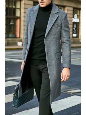 Men's thick woolen coat long coat