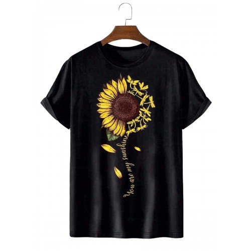 Men's Dragonfly Sunflower Short Sleeve T-Shirt
