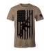 Men Casual American Flag Gun Print Khaki T-shirt