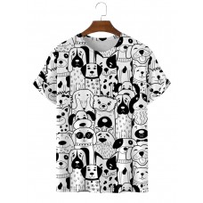 Black and White Graffiti Dog Short Sleeve T-Shirt